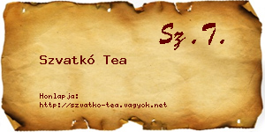 Szvatkó Tea névjegykártya